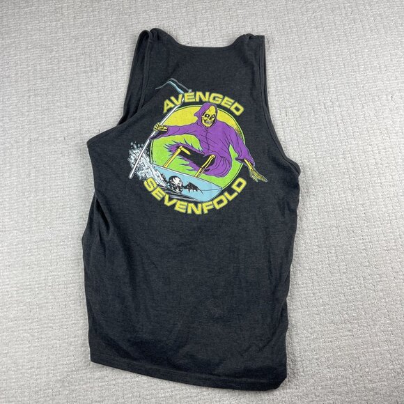 Avenged Sevenfold Mens Tank Top Size Medium Black Reaper Surfing Y2K Metal Rock - Picture 12 of 12